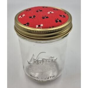Vintage Kerr Pint Jar Red Pin Cushion Wide Mouth 5" Tall YK